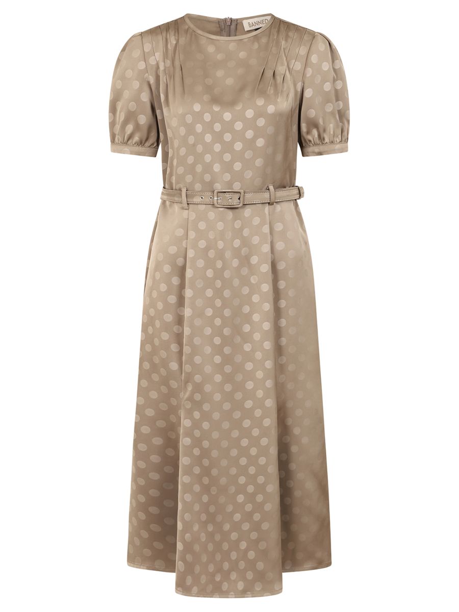 1940's Banned Retro Iris polka dot brown dress -Brown