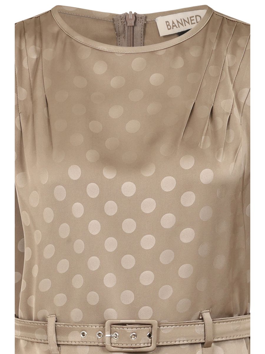 1940's Banned Retro Iris polka dot brown dress -Brown