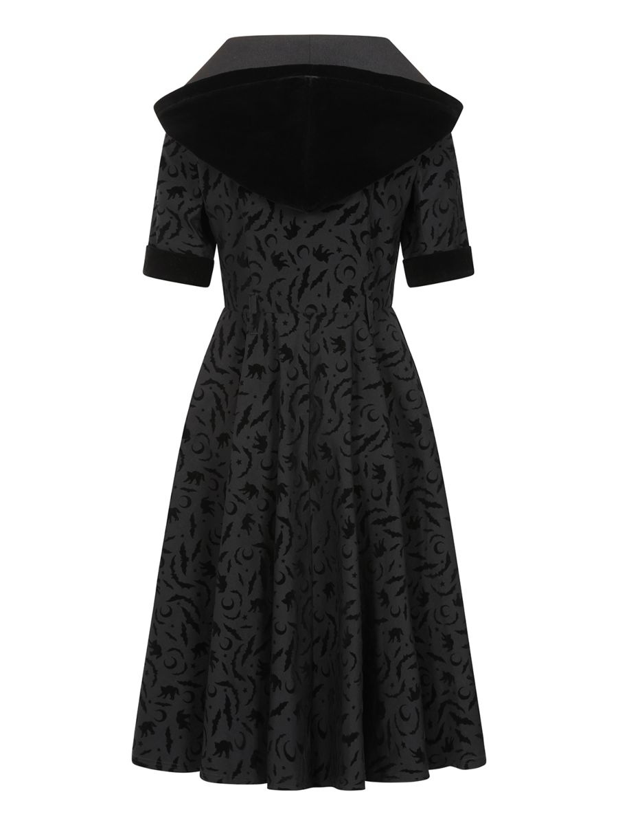 Banned Apparel Tara Halloween Night Hooded Dress with pockets.-Black
