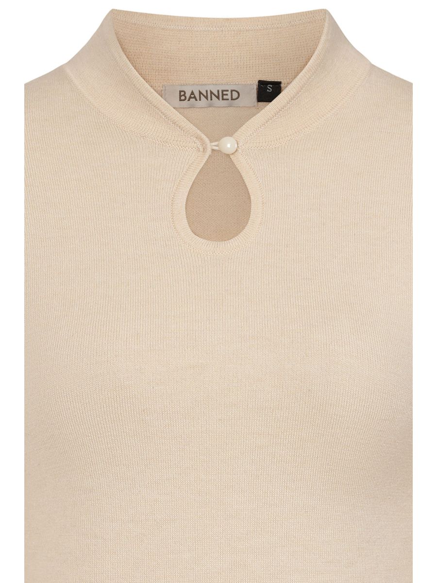 Banned's Mara High-Neck Teardrop Cutout Jumper -Beige