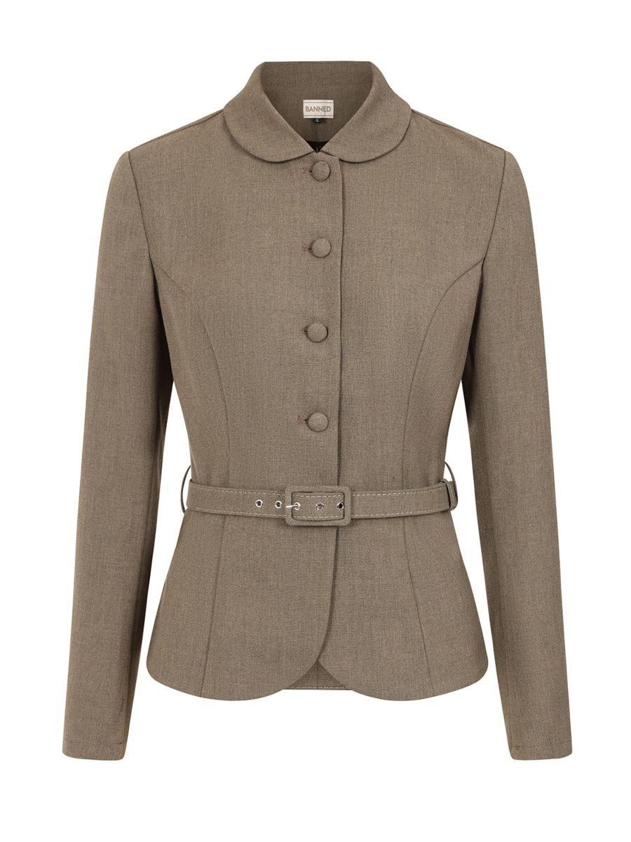 Banned Retro 1940's Grey Lady Danbury Jacket-Brown