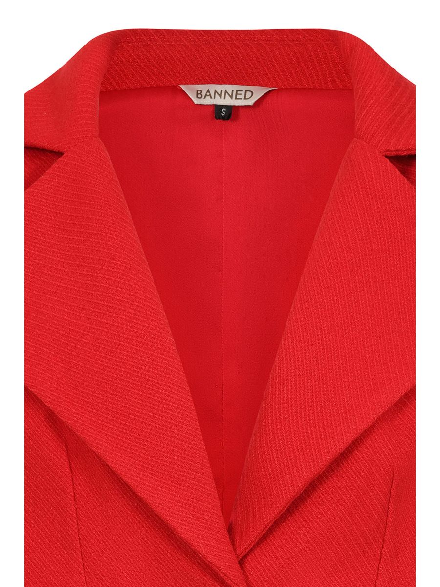 Banned Marilyn 50s Cropped Jacket - Vintage Style Wide Collar Jacket-Red