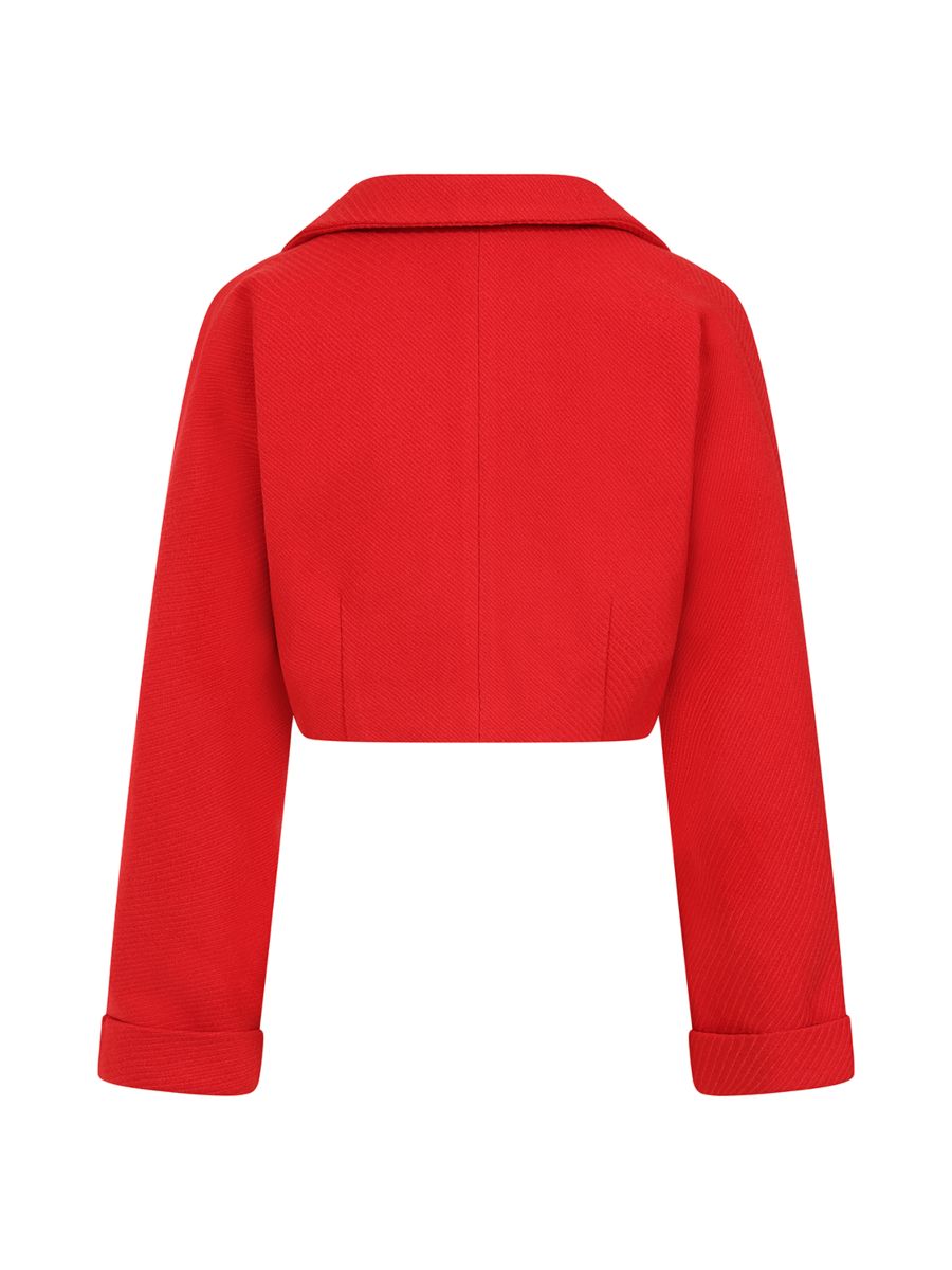 Banned Marilyn 50s Cropped Jacket - Vintage Style Wide Collar Jacket-Red