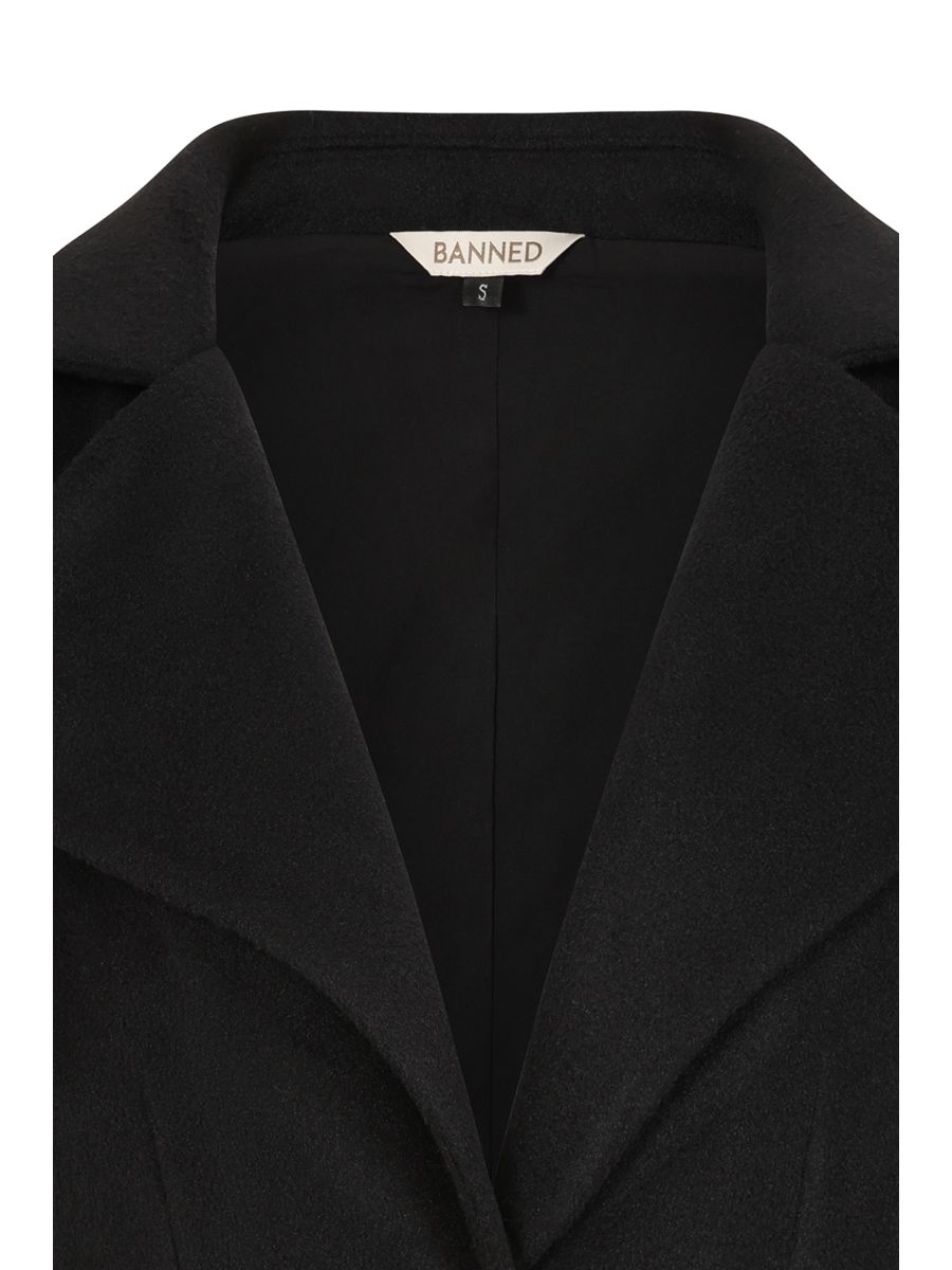 Banned Marilyn 50s Cropped Jacket - Vintage Style Wide Collar Jacket-Black