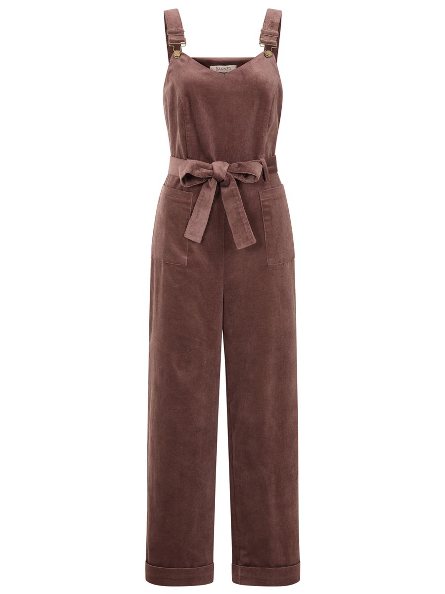 1950's Banned Retro Harriet dungaree-Brown