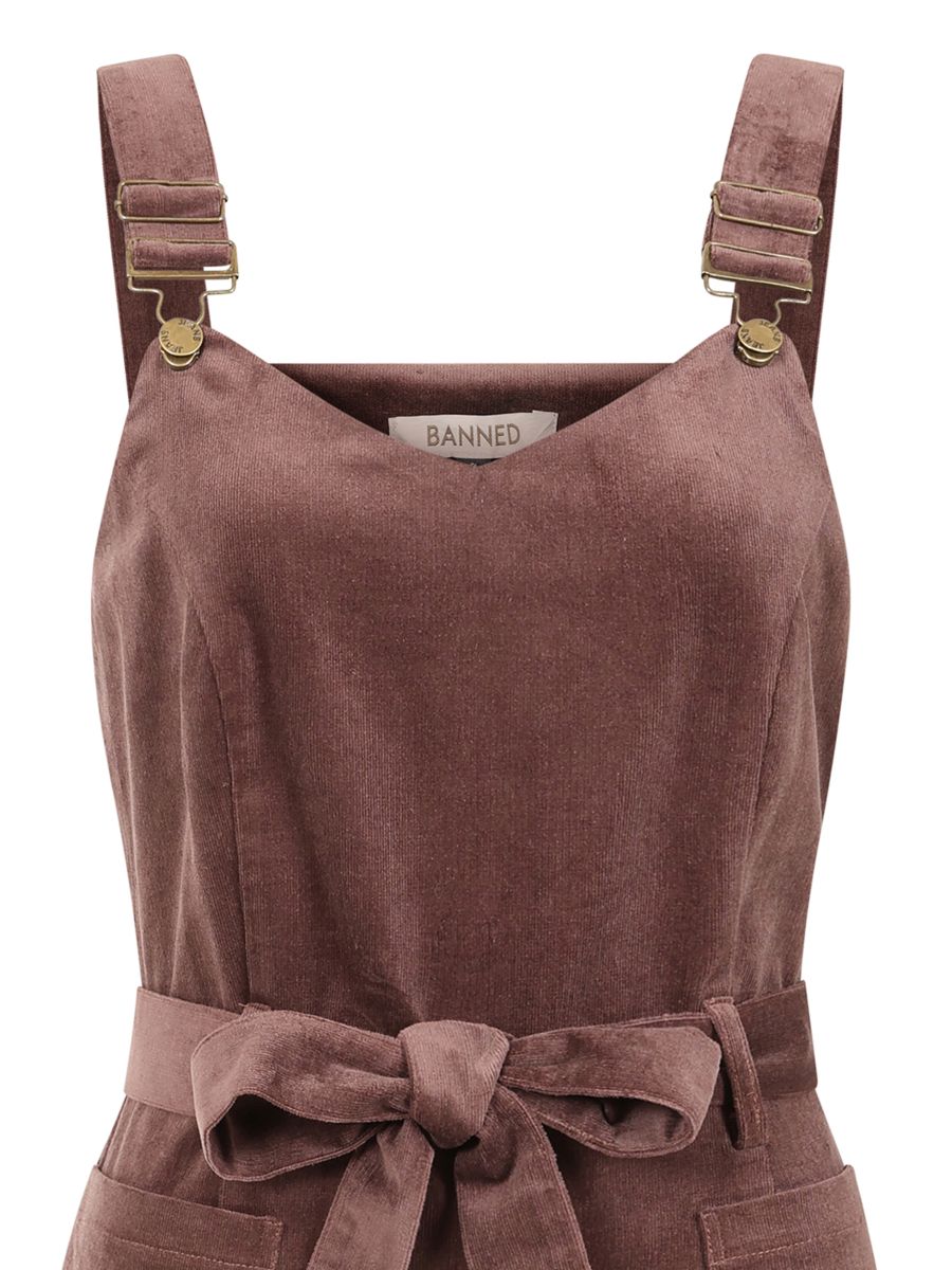 1950's Banned Retro Harriet dungaree-Brown