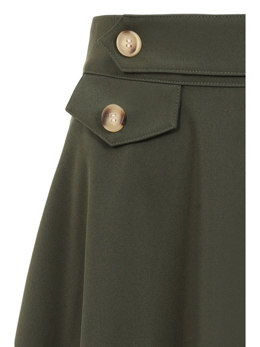 Banned Retro Book Club Swing Skirt with Button and faux flap pocket details-Green