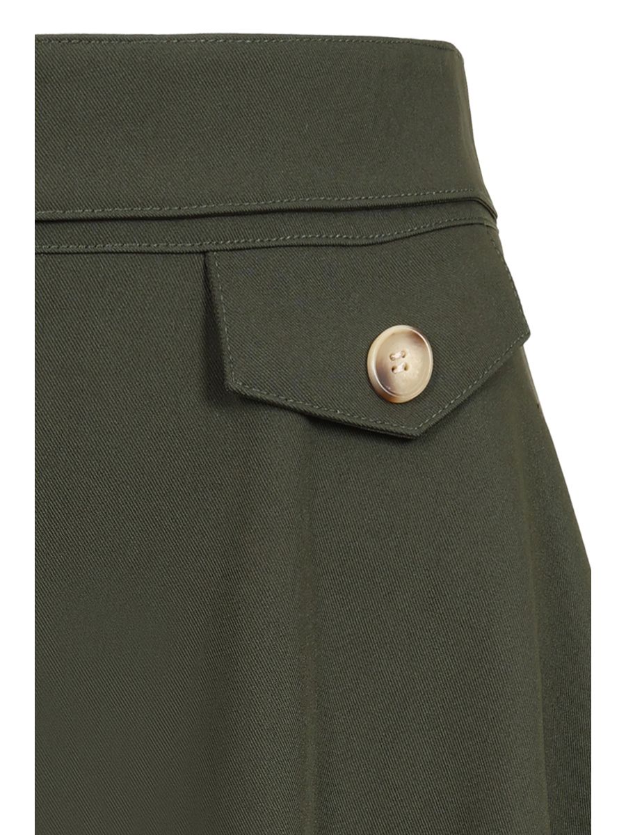 Banned Retro Book Club Swing Skirt with Button and faux flap pocket details-Green