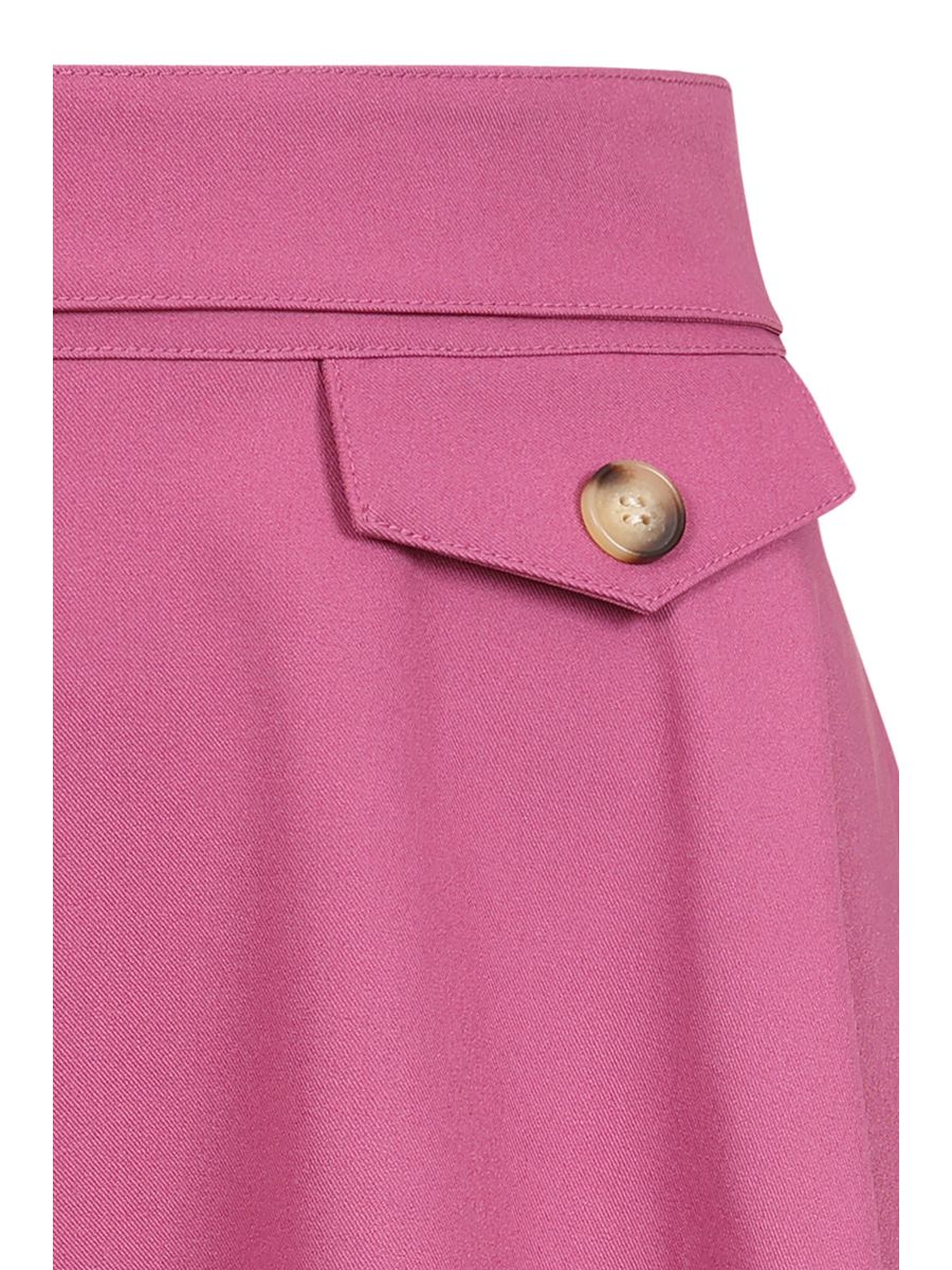 Banned Retro Book Club Swing Skirt with Button and faux flap pocket details-Pink