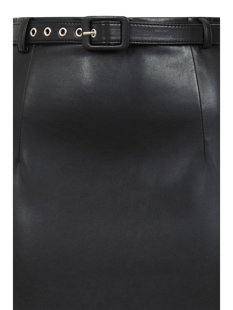 Banned Ada PU Pencil Skirt - 50s Style Secretary Vegan Leather Skirt-Black