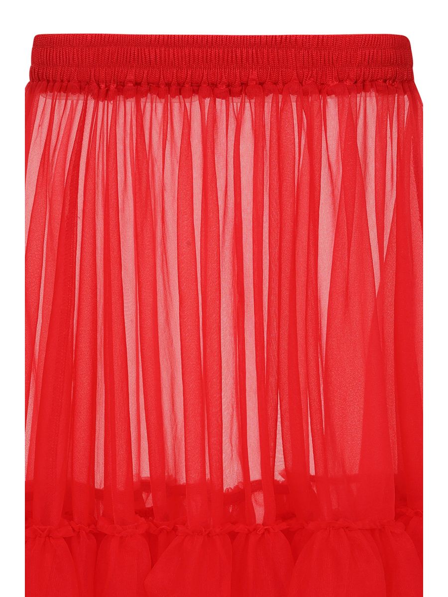 Banned Mia Single Layer Petticoat - 50s Style Double Frill Soft Mesh Underskirt-Red