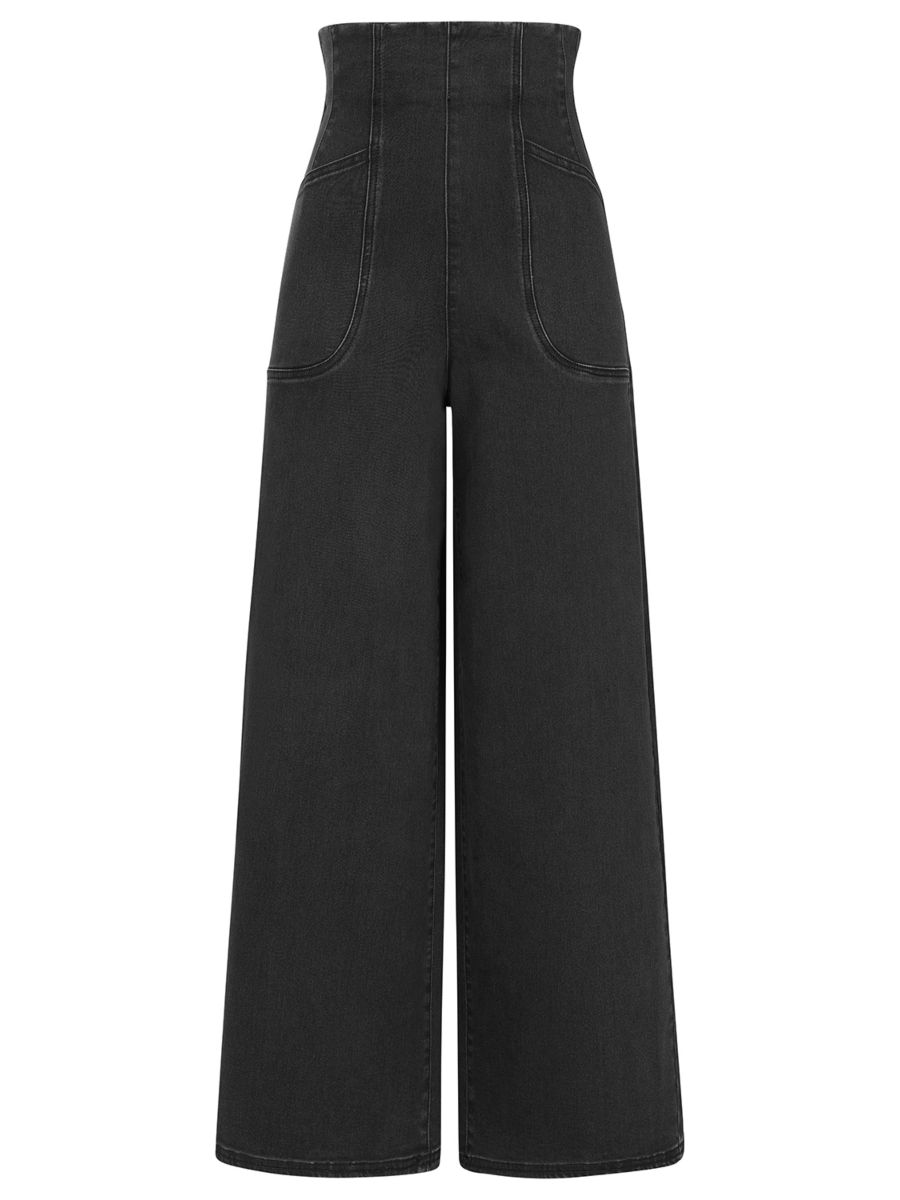 Banned Retro Jolene 50s High Waist Suspender Jeans-Black