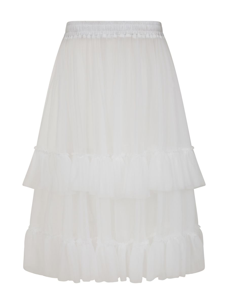 Banned Mia Single Layer Petticoat - 50s Style Double Frill Soft Mesh Underskirt-White
