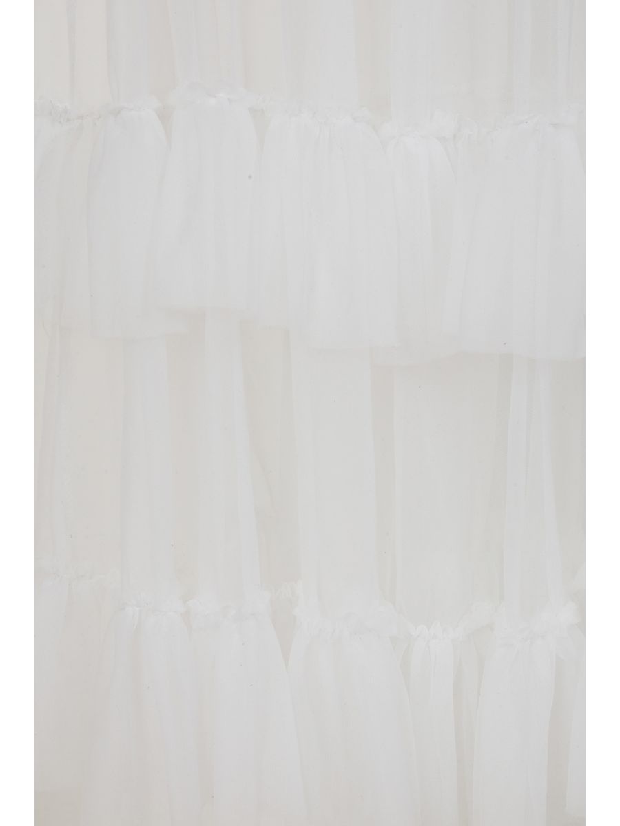 Banned Mia Single Layer Petticoat - 50s Style Double Frill Soft Mesh Underskirt-White
