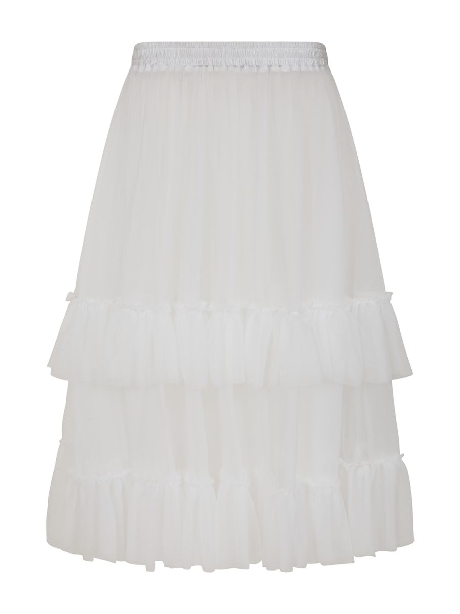 Banned Mia Single Layer Petticoat - 50s Style Double Frill Soft Mesh Underskirt-White