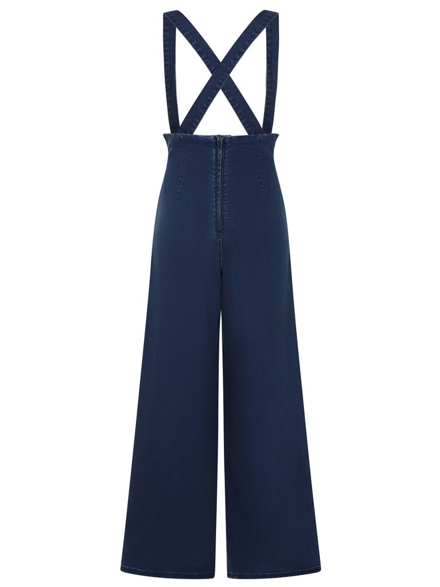 Banned Retro Jolene 50s High Waist Suspender Jeans-Denim/Blue