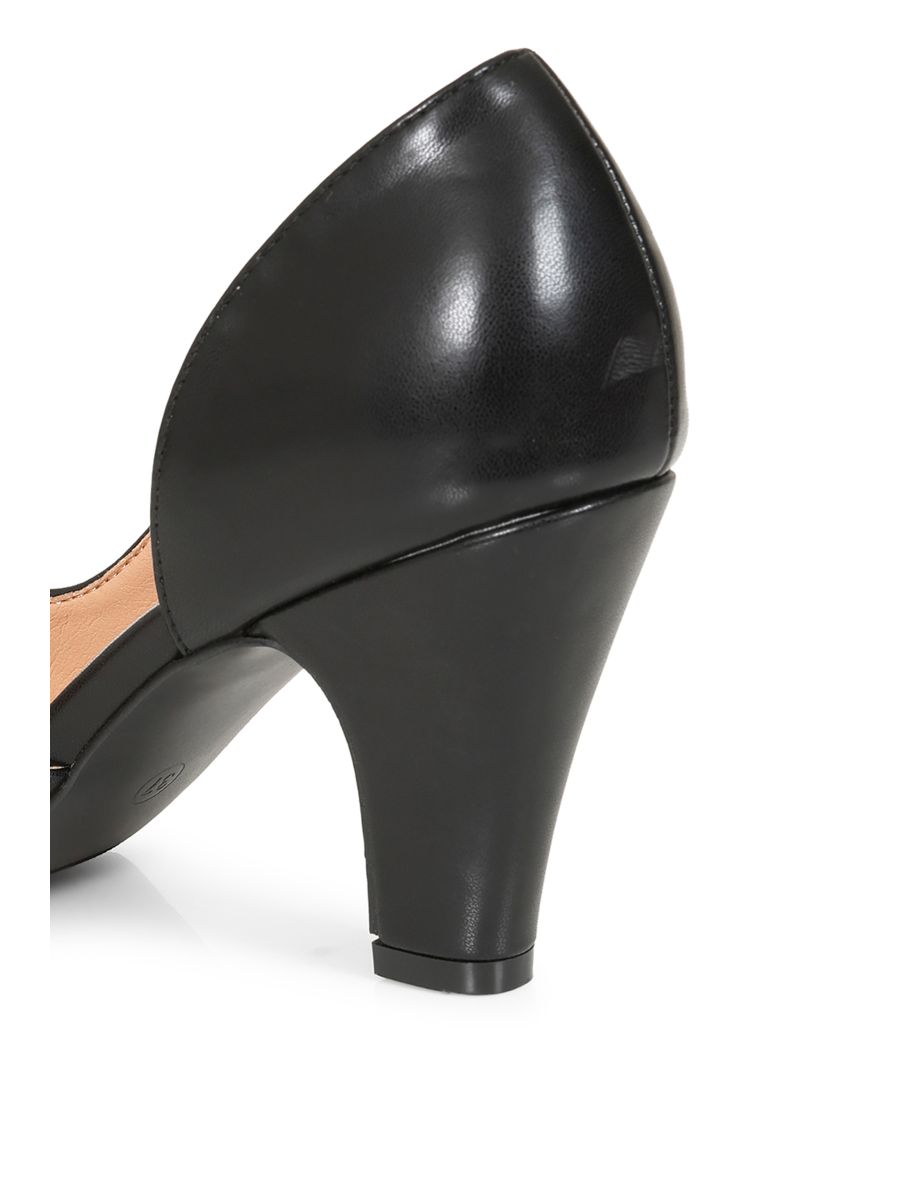 BANNED RETRO Love From Kelly Lee Peep Toe Heels With Heart Mesh And Bow Detail-Black