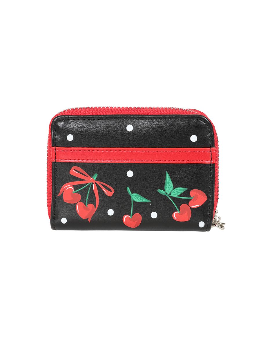 Banned Retro Cherry Bow Handbag Purse   Rockabilly-Inspired Retro Bag with Cherry Motif and Bow Detail-Black