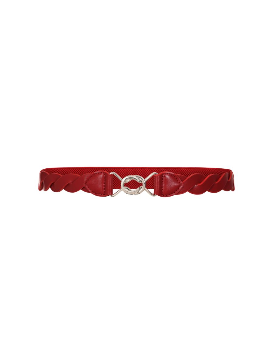 Banned Retro Audrey Woven Elasticated Belt Vintage-Inspired Stretch Waist Belt-Burgundy