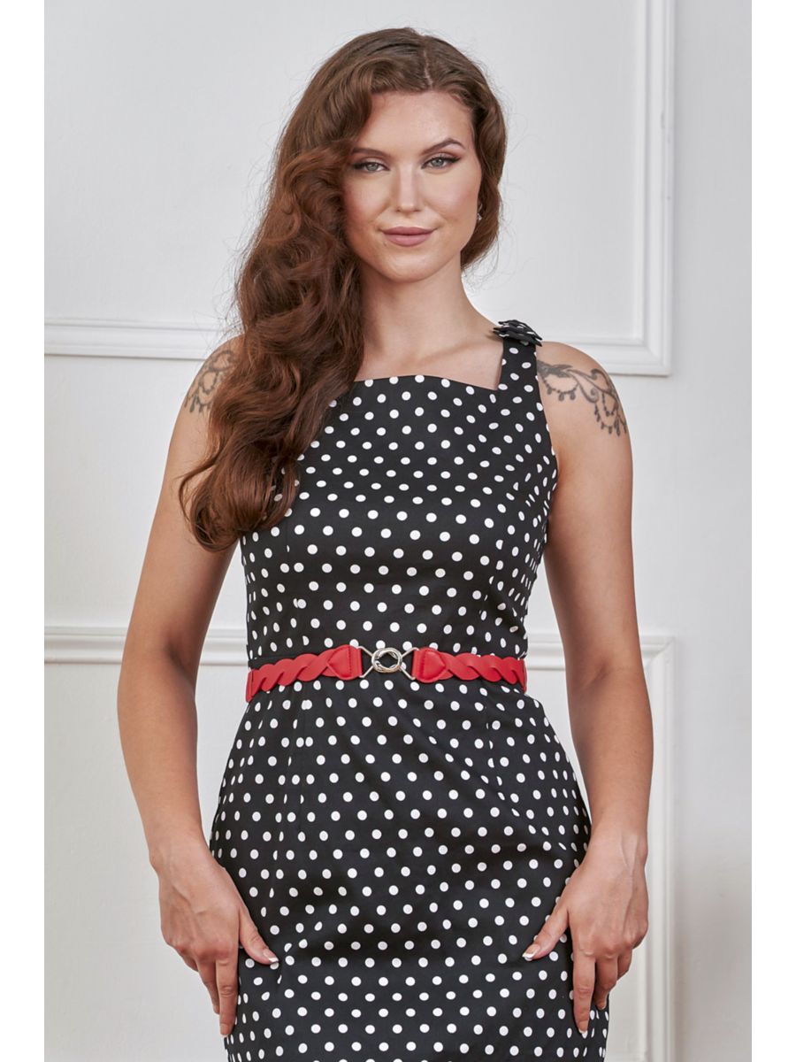 Banned Retro Audrey Woven Elasticated Belt Vintage-Inspired Stretch Waist Belt-Red