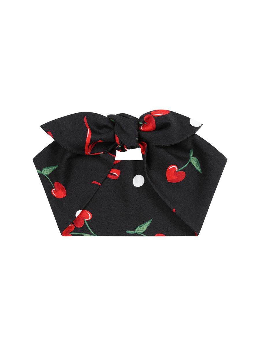 Banned Retro Cherries and Bow Bandana-Black