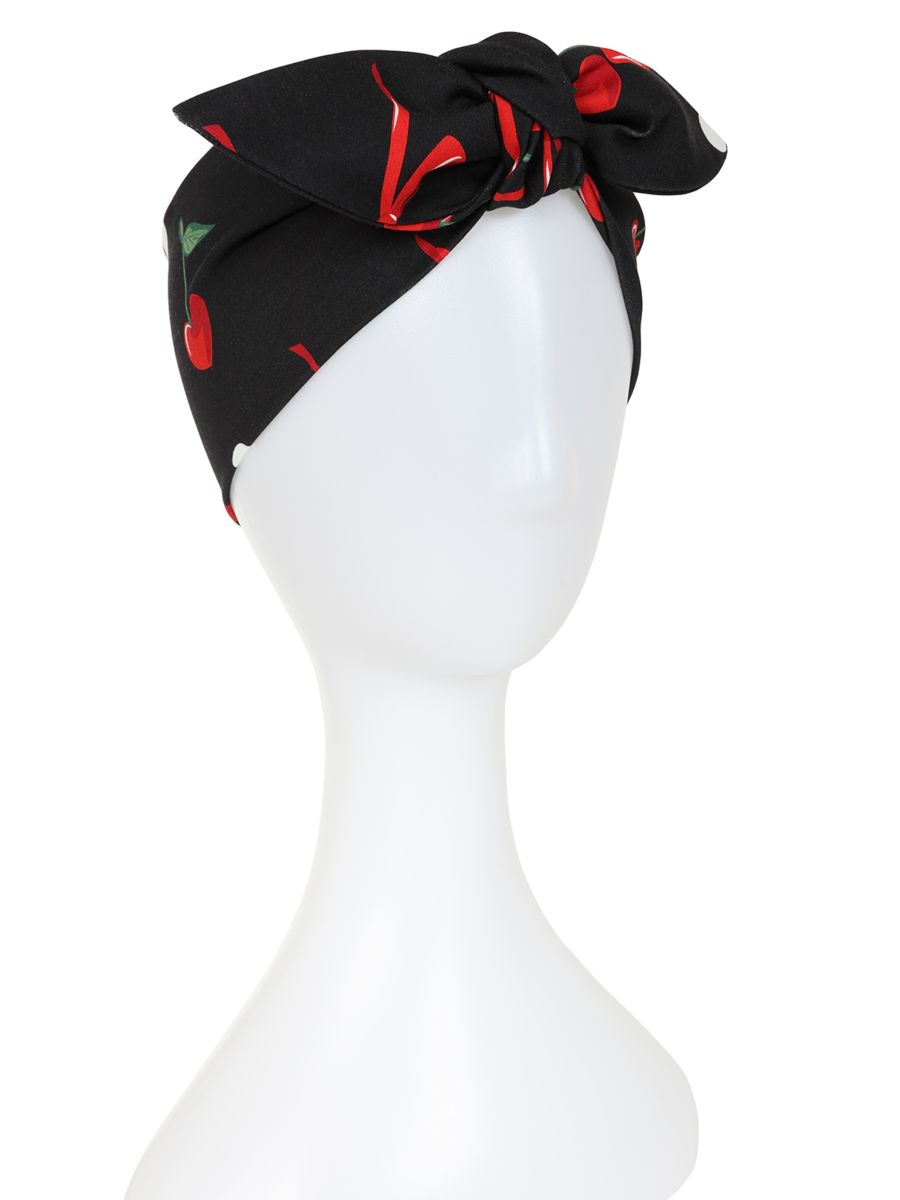 Banned Retro Cherries and Bow Bandana-Black