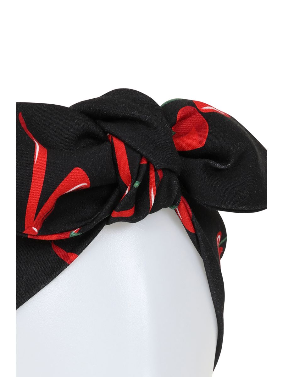 Banned Retro Cherries and Bow Bandana-Black