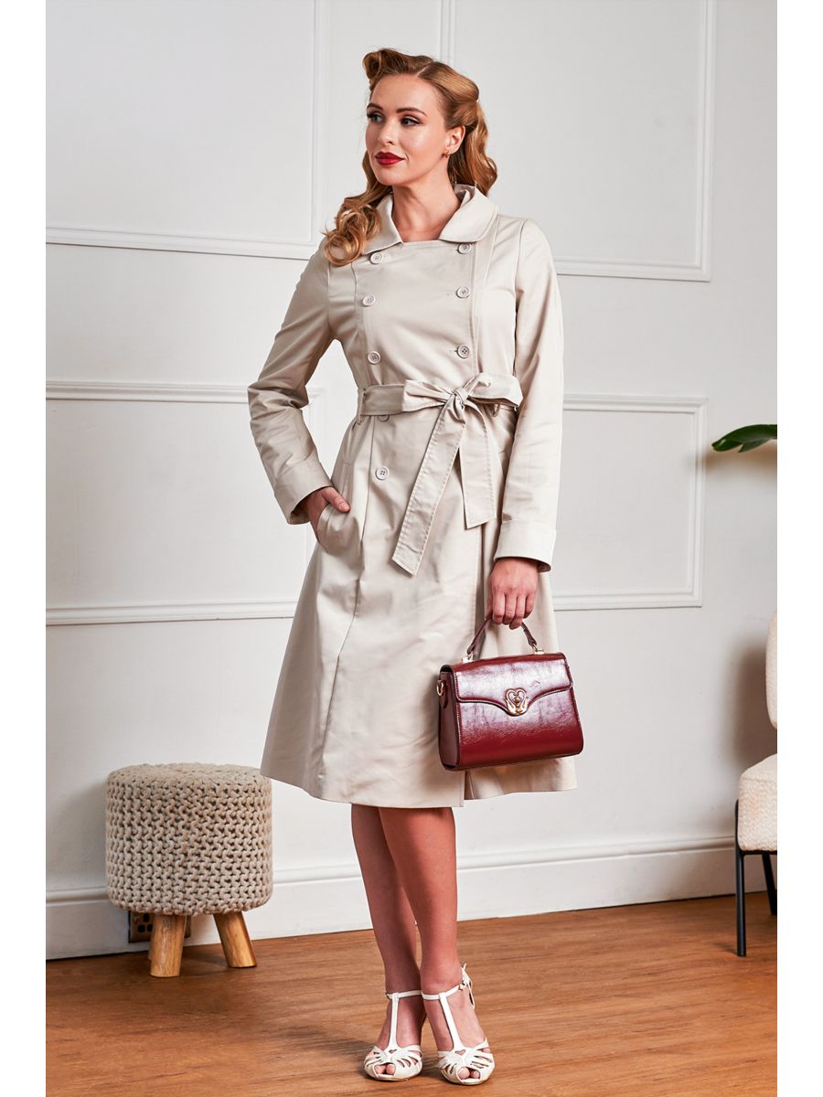 Banned 40s Retro Anita Trench Coat Beige-Beige