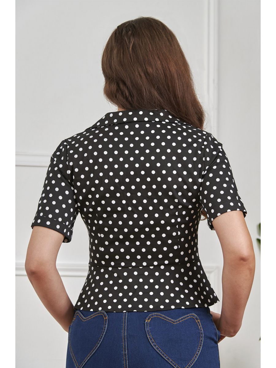 Banned Retro Marion Polka Dot Blouse And-Black