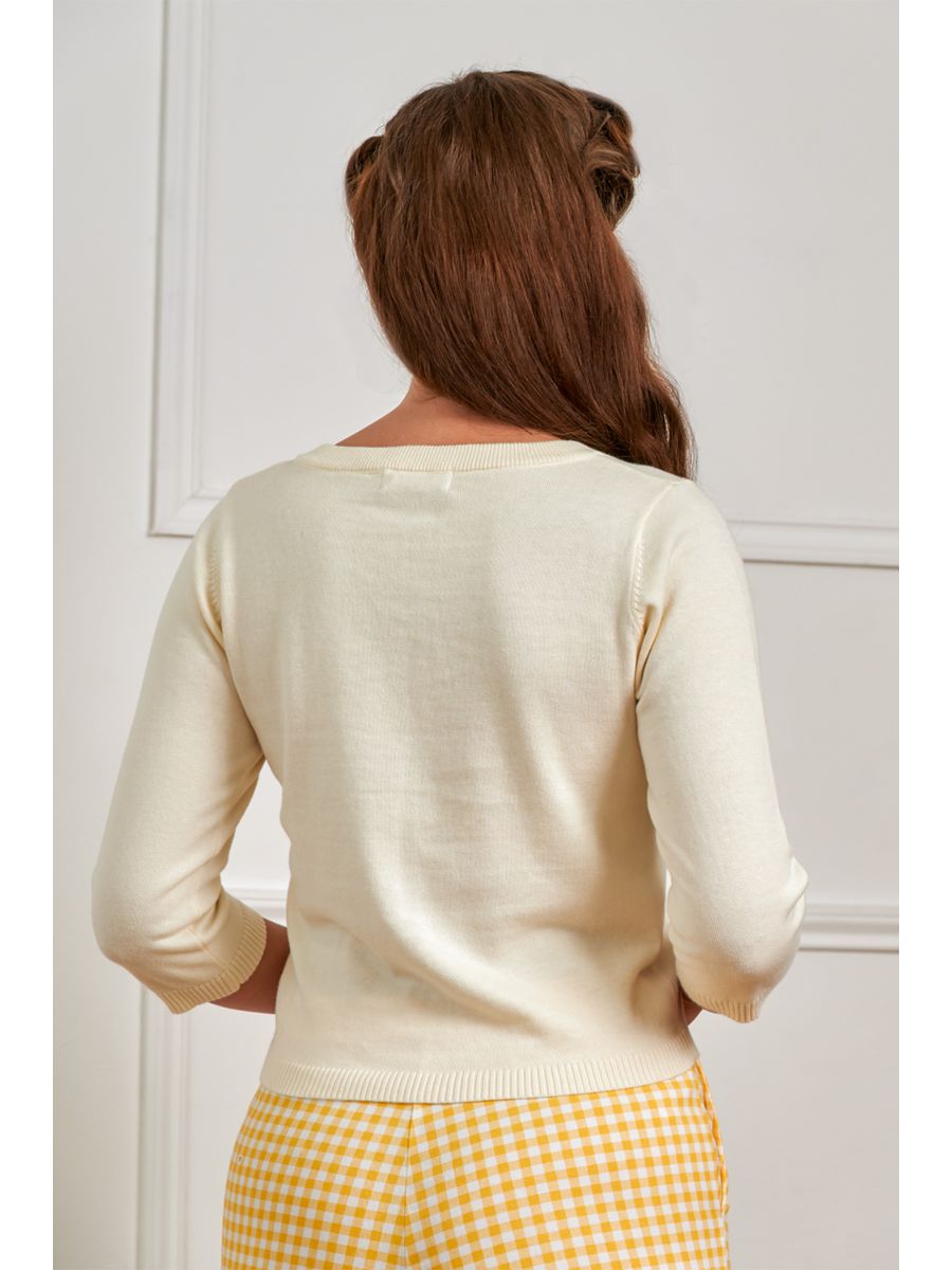 Banned Retro 50s Marla Lemon Cardigan-Ivory