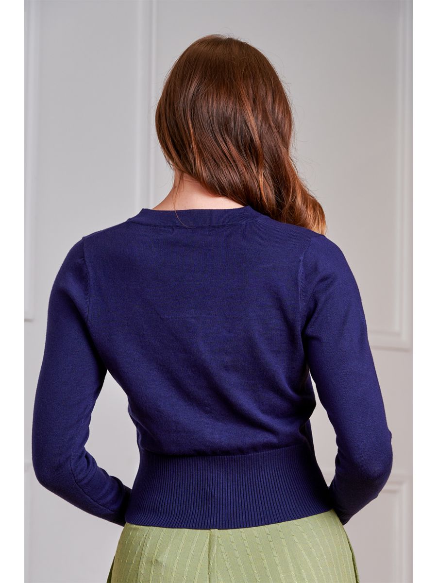 Banned Retro 50s Nara Birds And Flowers Cardigan-Navy