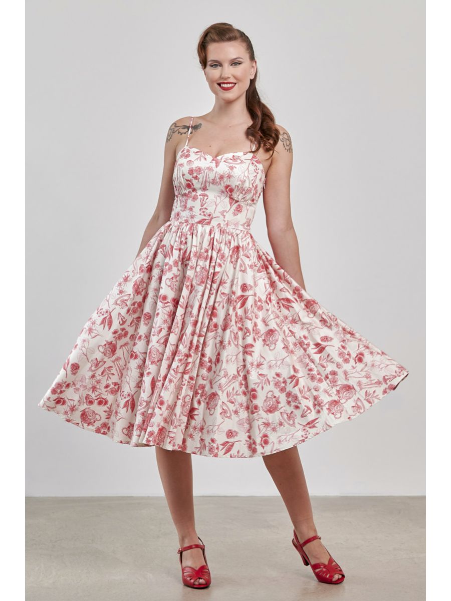 Banned Retro Jeanie Tea Floral Corset Dress-Cream