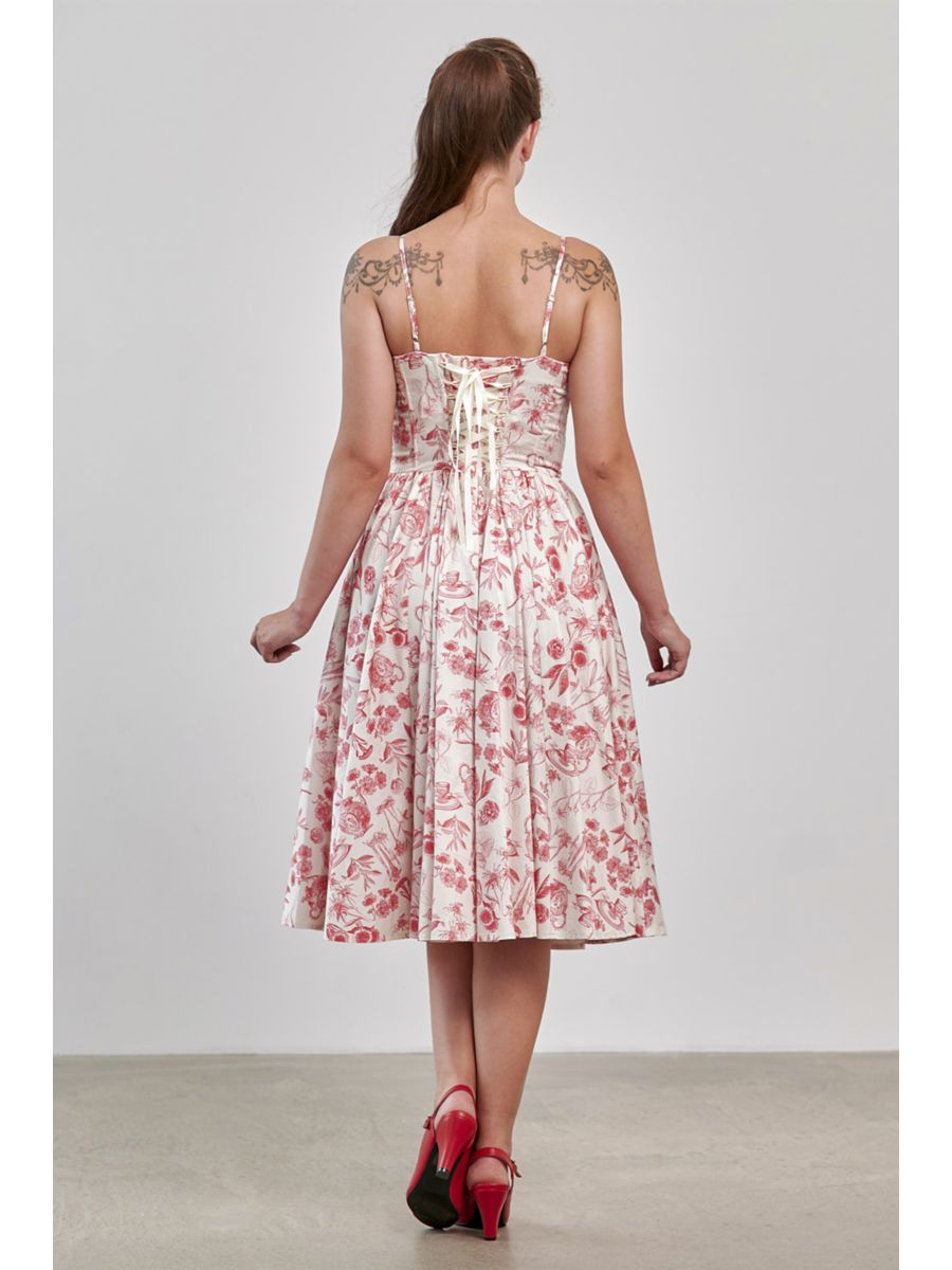 Banned Retro Jeanie Tea Floral Corset Dress-Cream