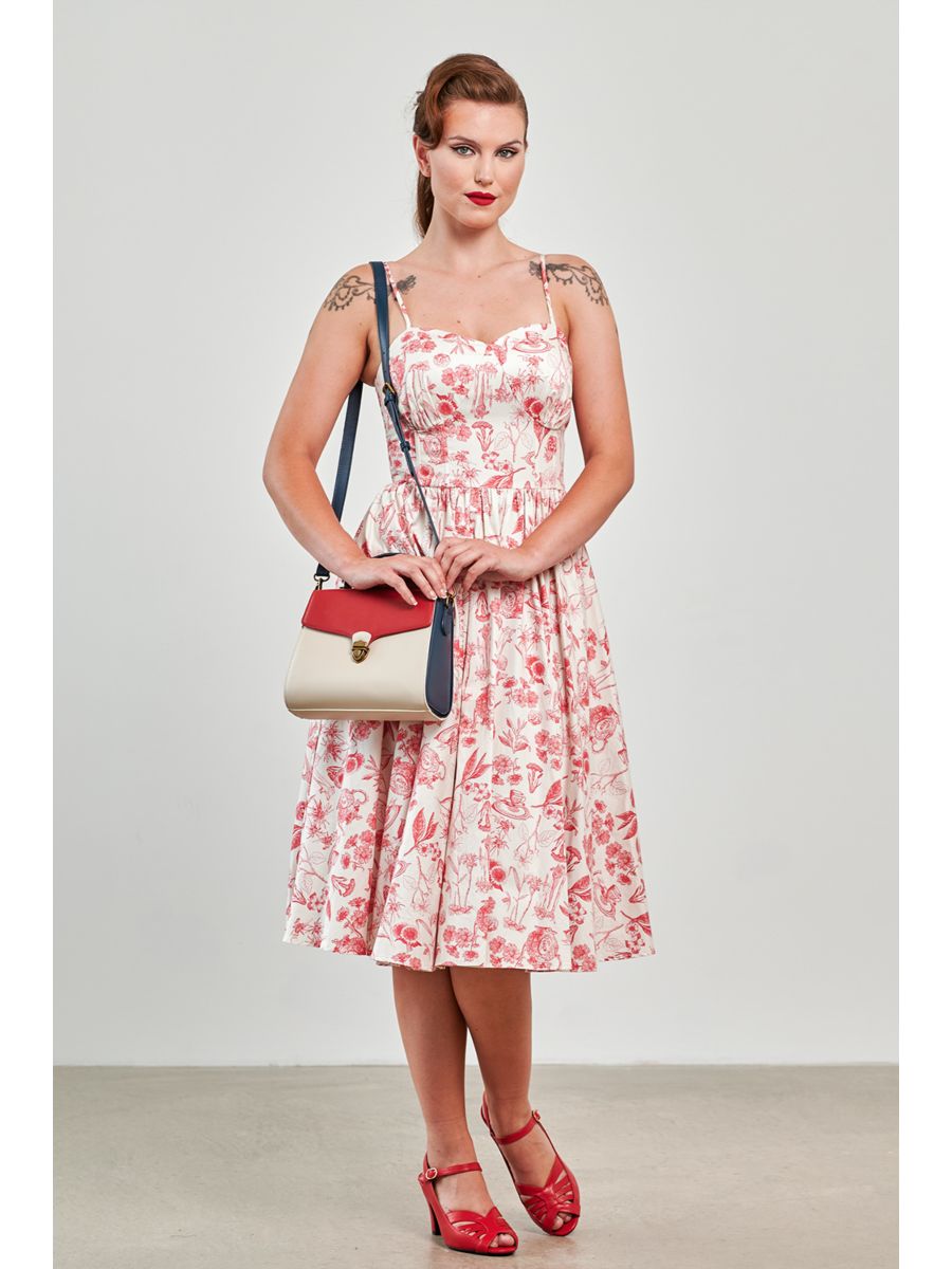 Banned Retro Jeanie Tea Floral Corset Dress-Cream