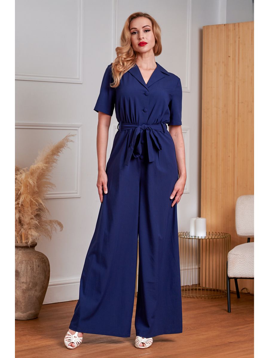 Banned Retro Katherine Plain Jumpsuit R-Navy
