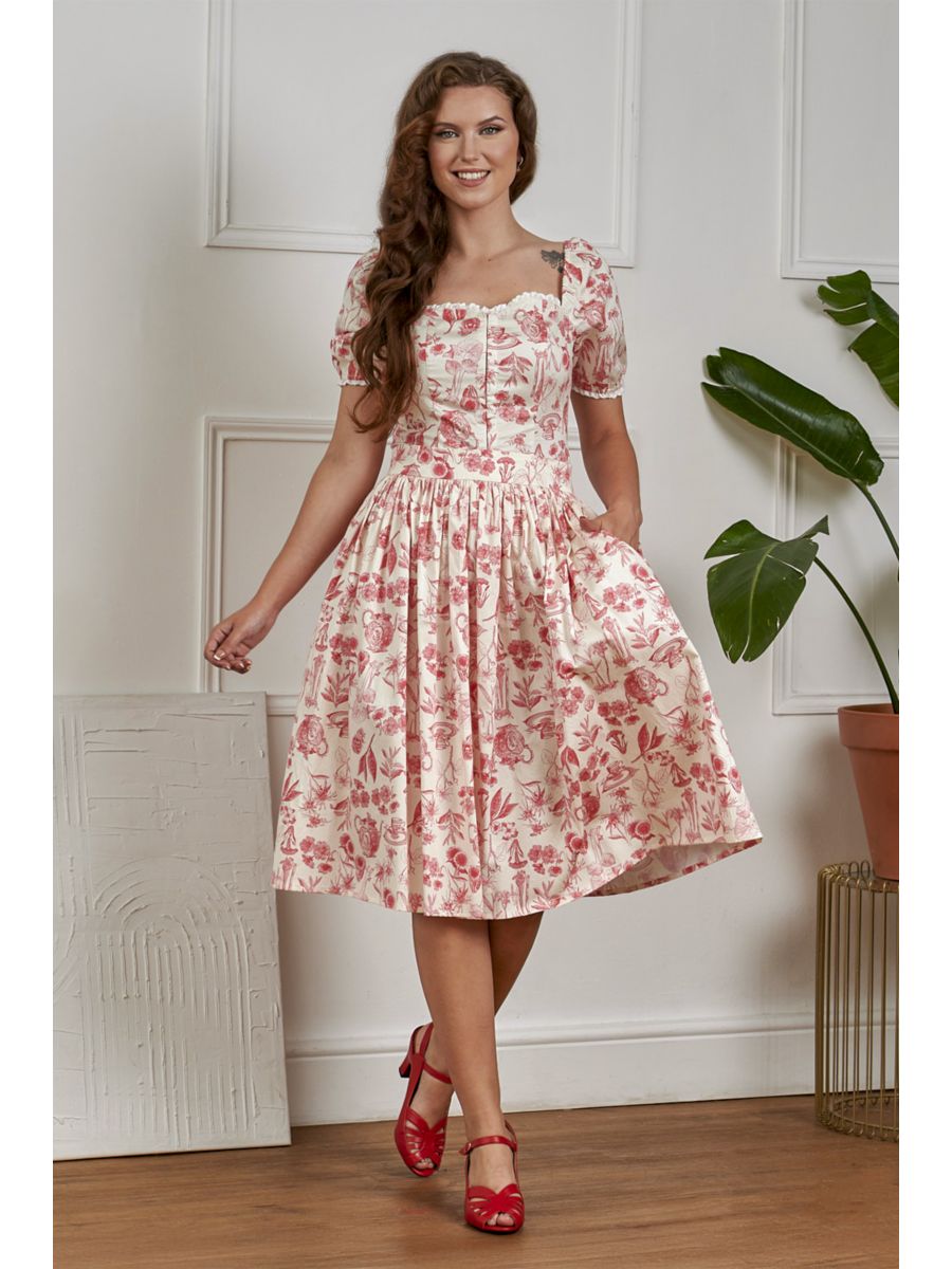 Banned Retro 50s Rosie Circle Floral Tea Swing Skirt-Cream
