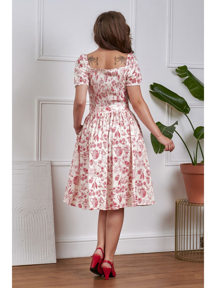 Banned Retro 50s Rosie Circle Floral Tea Swing Skirt-Cream