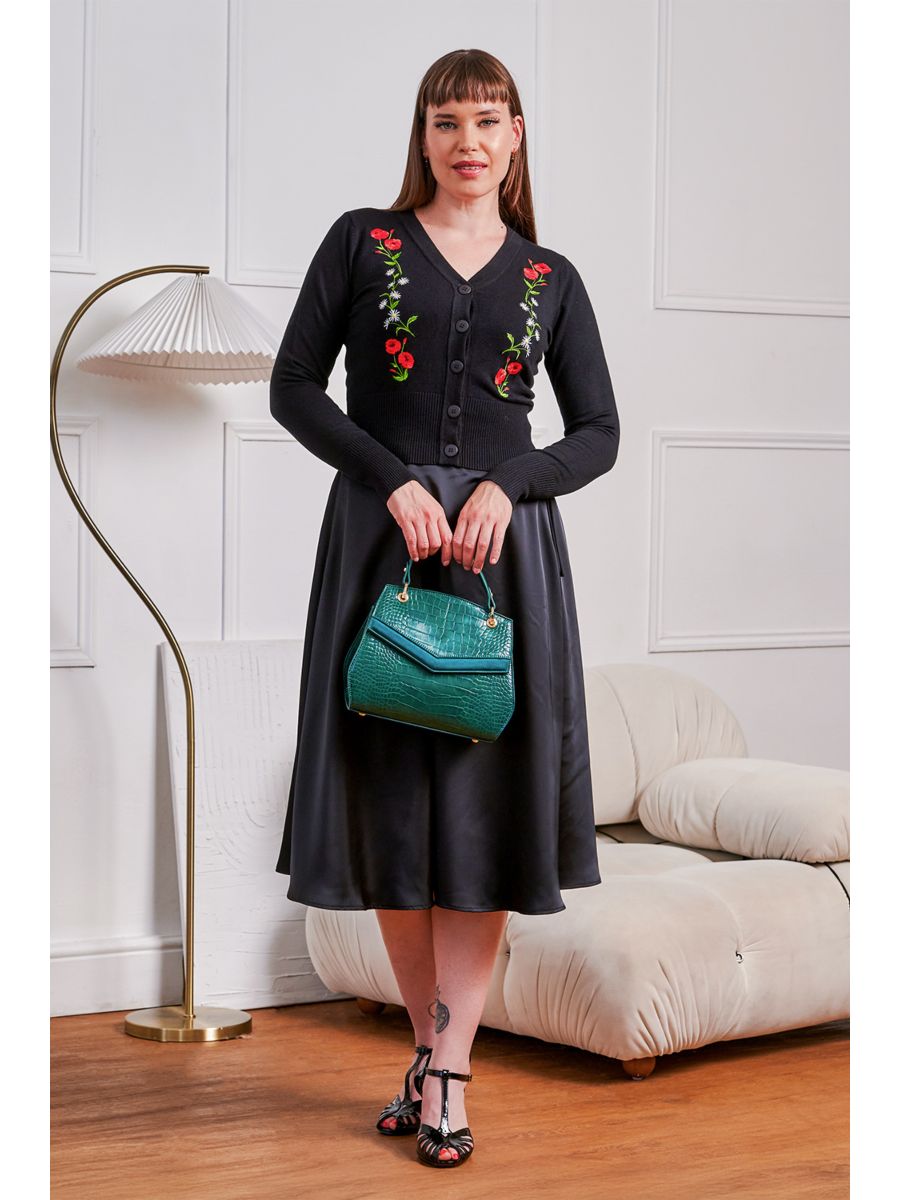 Banned 50s Nara Froses And Daisies Cardigan-Black