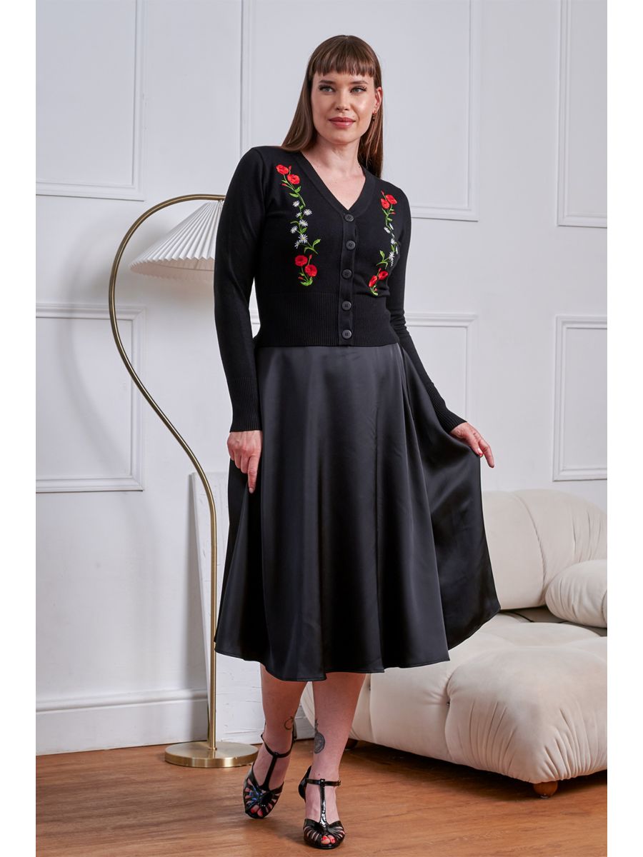 Banned 50s Nara Froses And Daisies Cardigan-Black