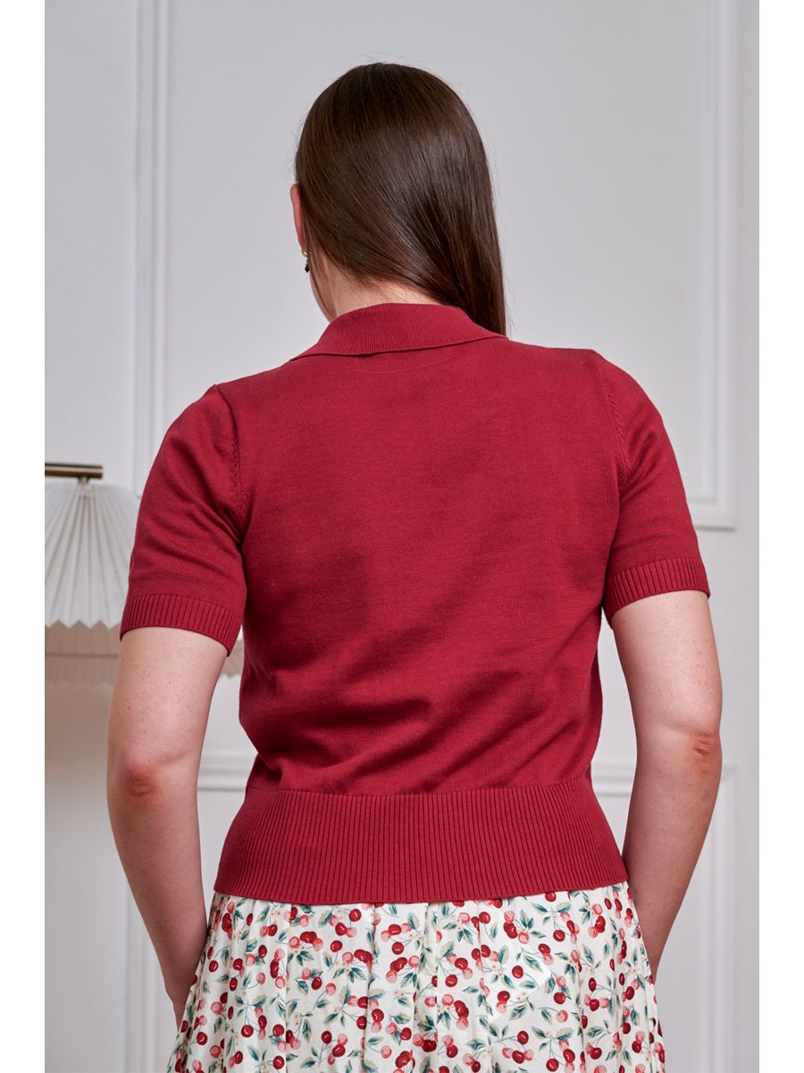 Banned Retro 40s Rosanna Knitted Top-Burgundy
