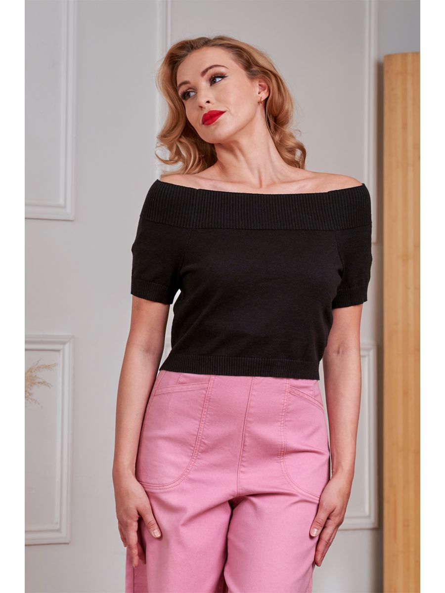 Banned Retro 50s Lavinia Knitted Top-Black
