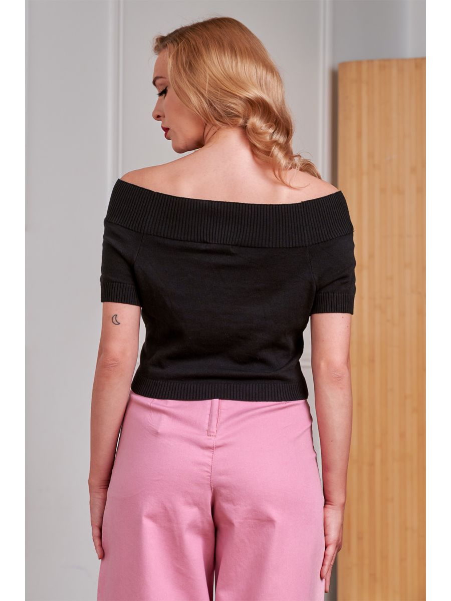 Banned Retro 50s Lavinia Knitted Top-Black