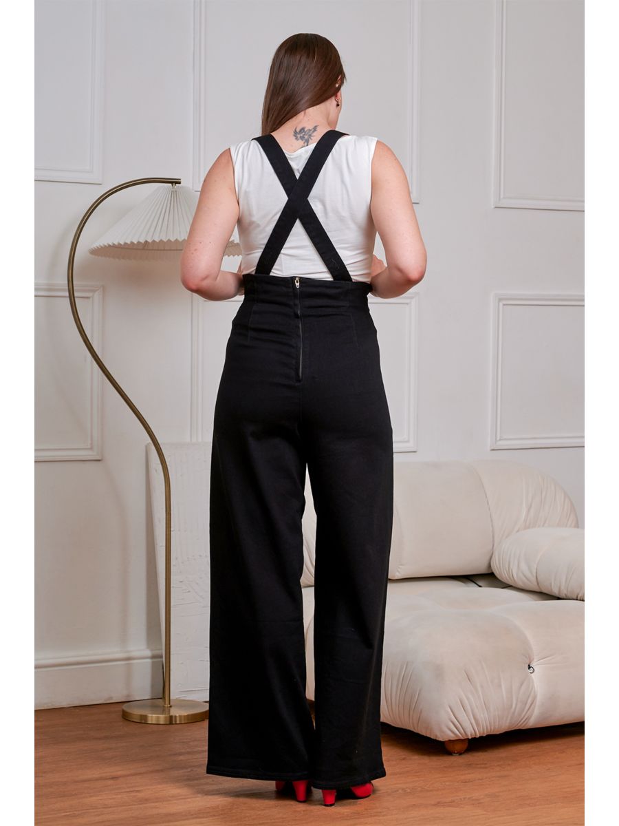 Banned Retro Jolene 50s High Waist Suspender Jeans-Black