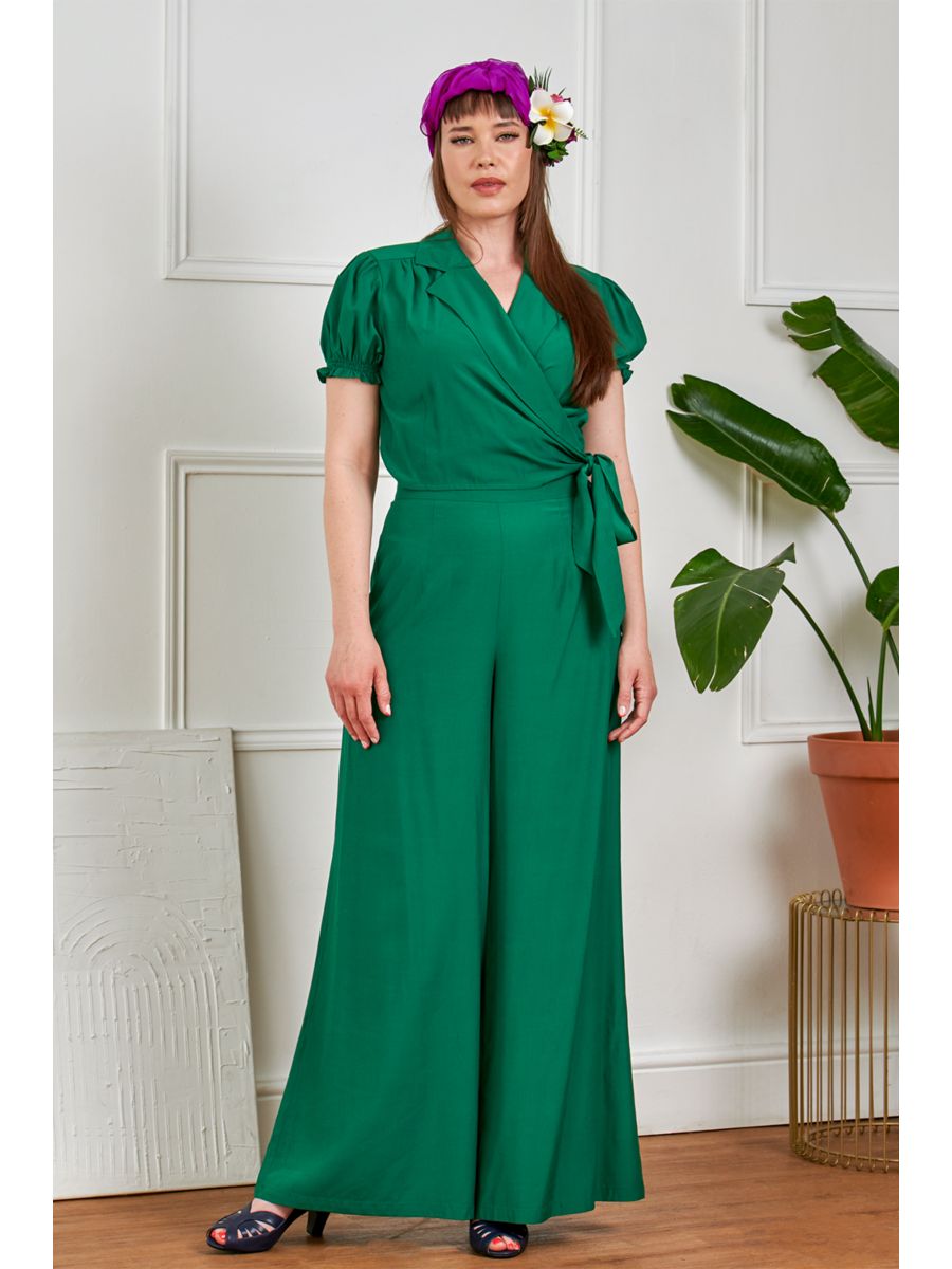 Banned Retro 40s Elizabeth Palazzo Trousers-Green