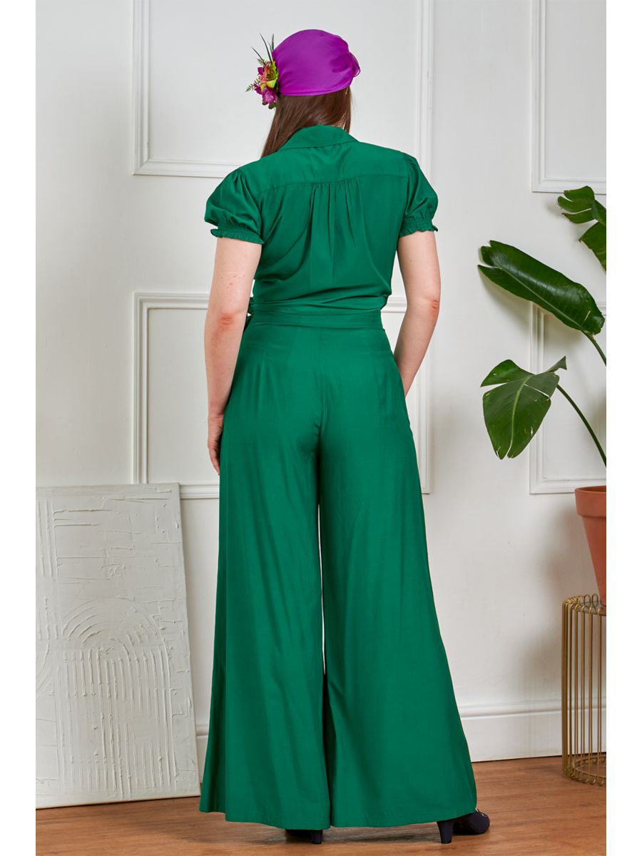 Banned Retro 40s Elizabeth Palazzo Trousers-Green