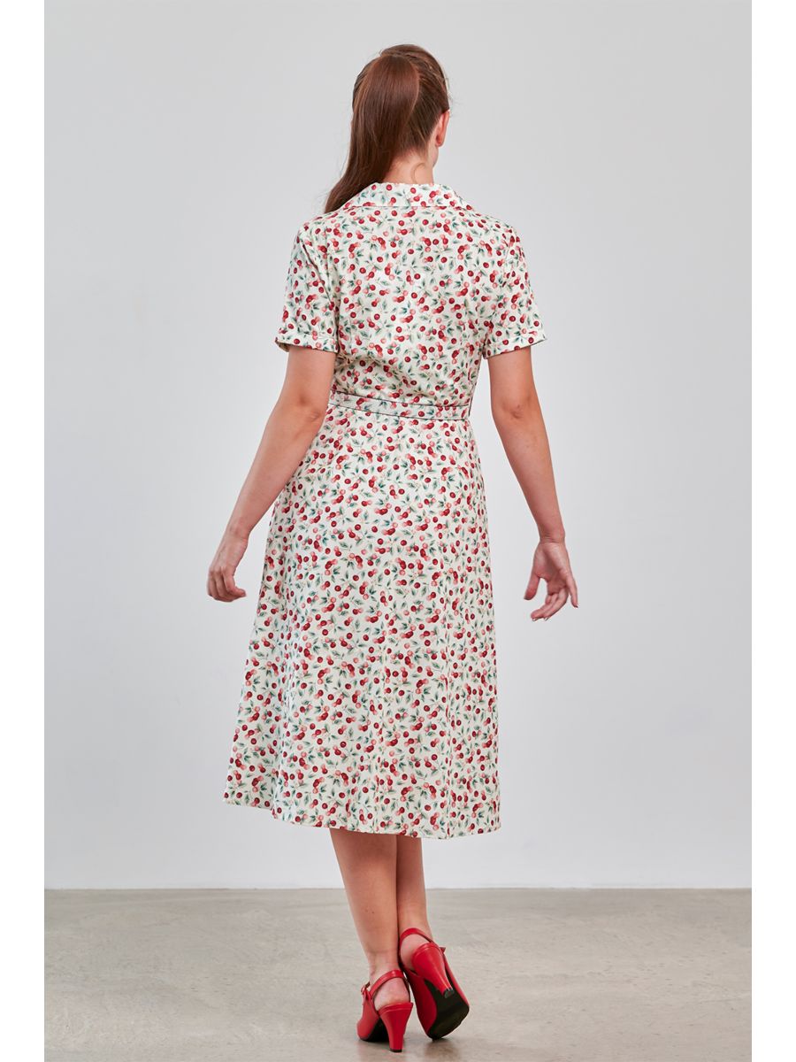 Banned Retro 40s Kate Cherry Dress-Cream