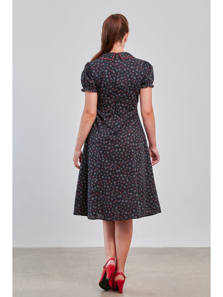 Banned Retro 40s June Flower Dress-Black