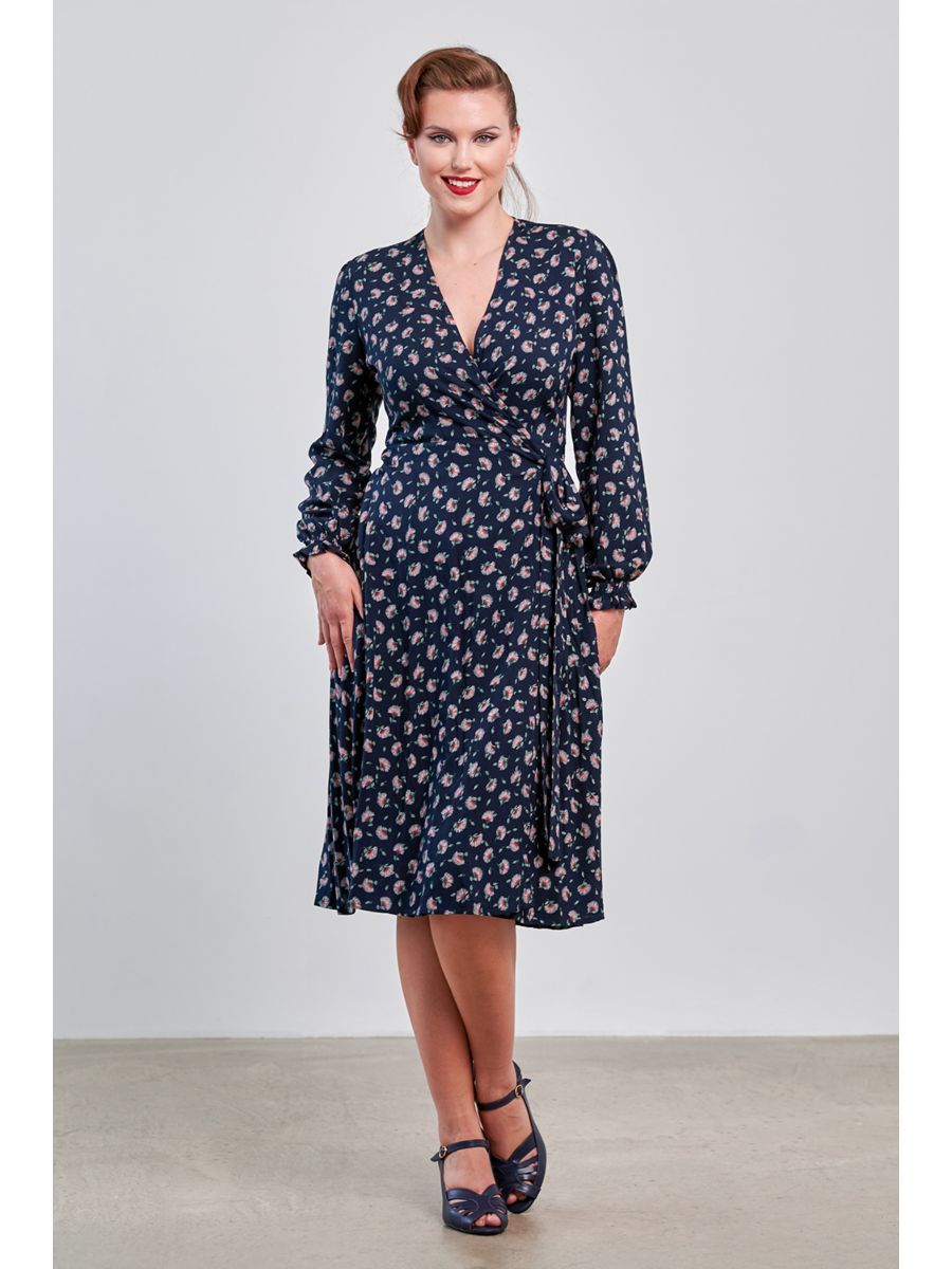 Banned Retro 40s Bloom Floral Dress-Navy