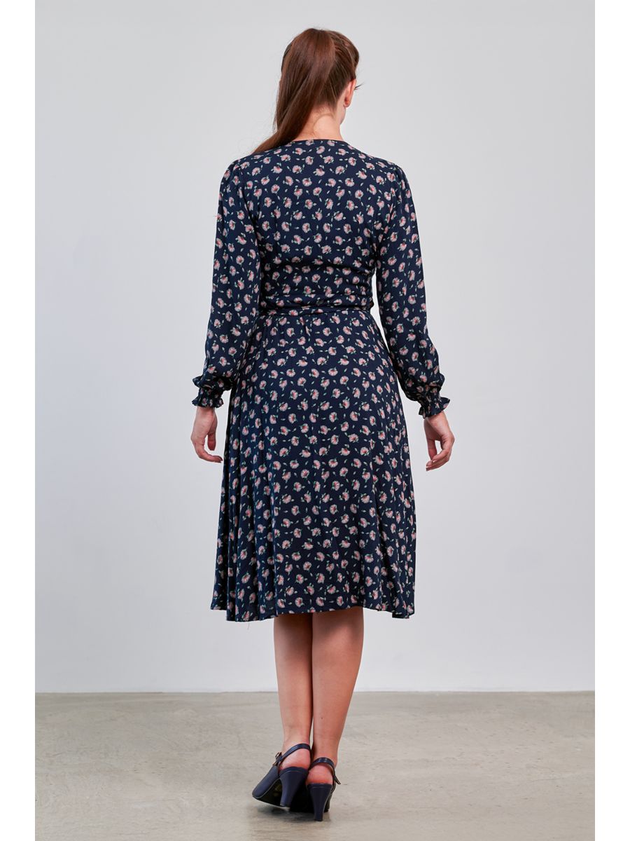 Banned Retro 40s Bloom Floral Dress-Navy