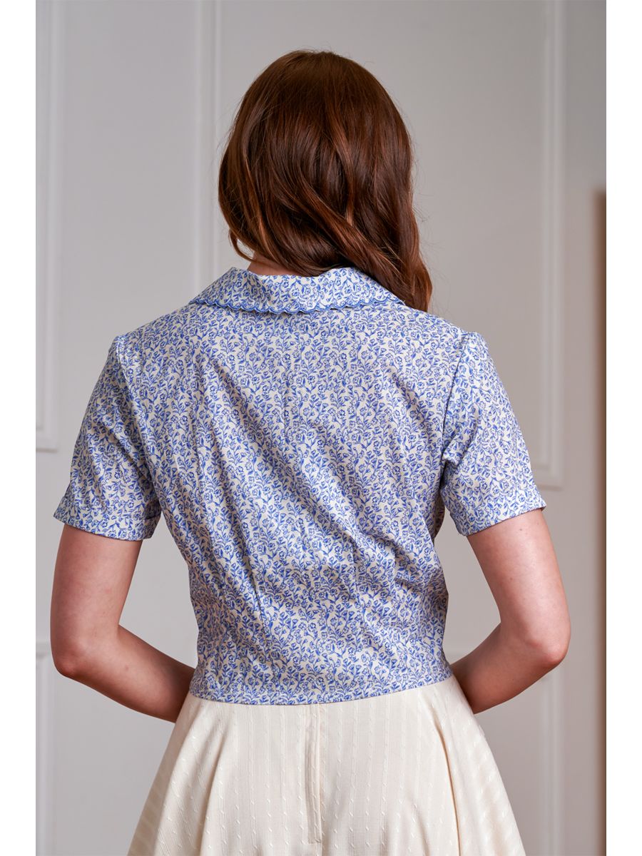 Banned Retro 40s Eloise Floral Blouse-Blue